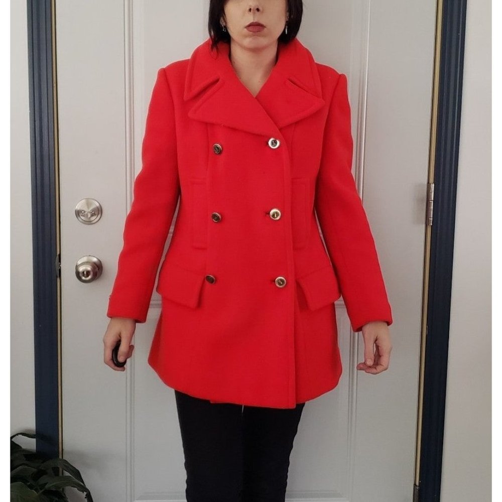 60s Red Wool Pea Coat